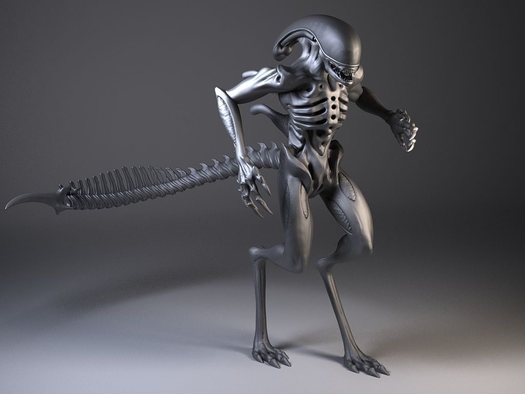 Alien Xenomorph Rigged 3D model_11