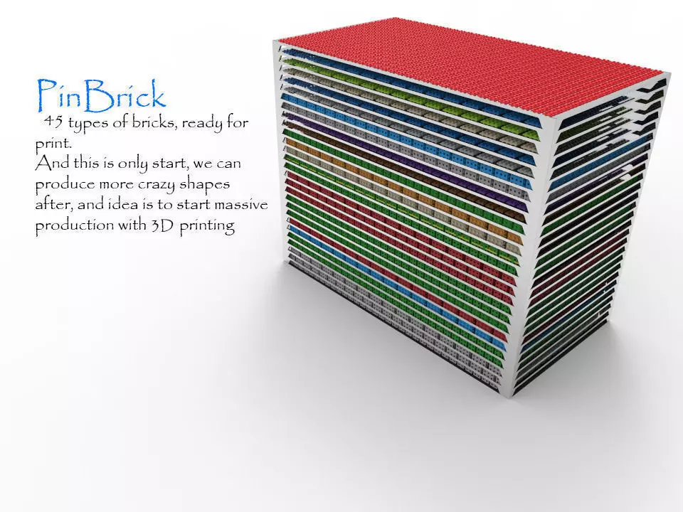 PinBrick set of lego bricks on table 3D print model