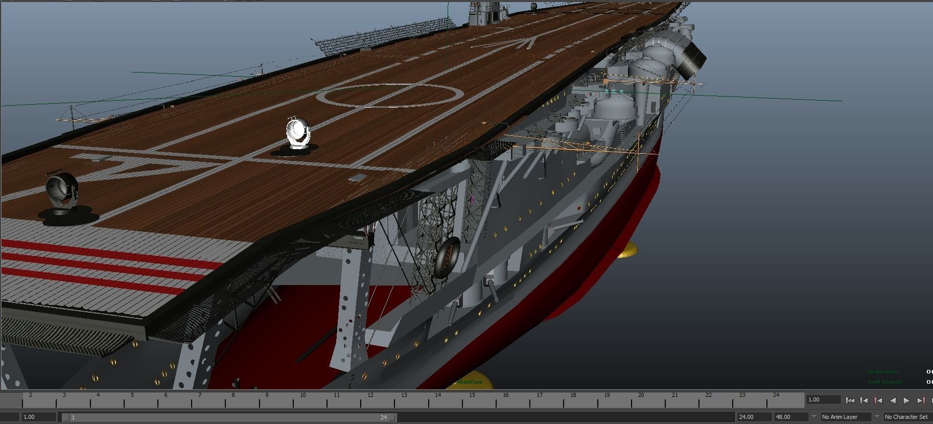 Batle ship Akagi To Japan 3D model_4