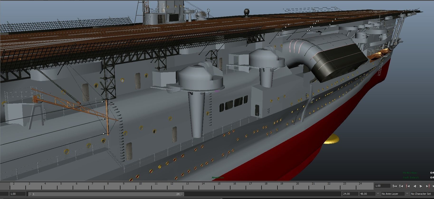 Batle ship Akagi To Japan 3D model_5