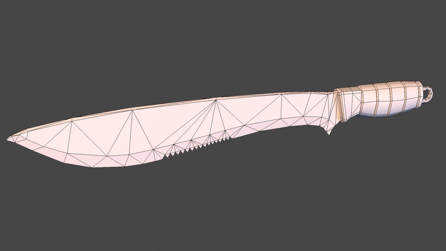 Machete knife Low-poly 3D model_2