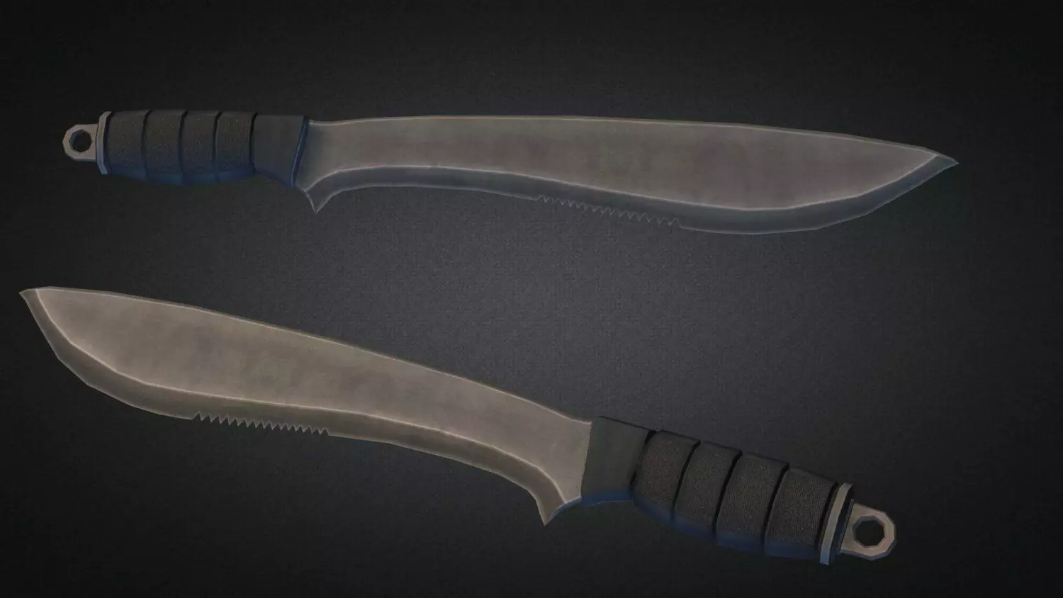 Machete knife Low-poly 3D model_0