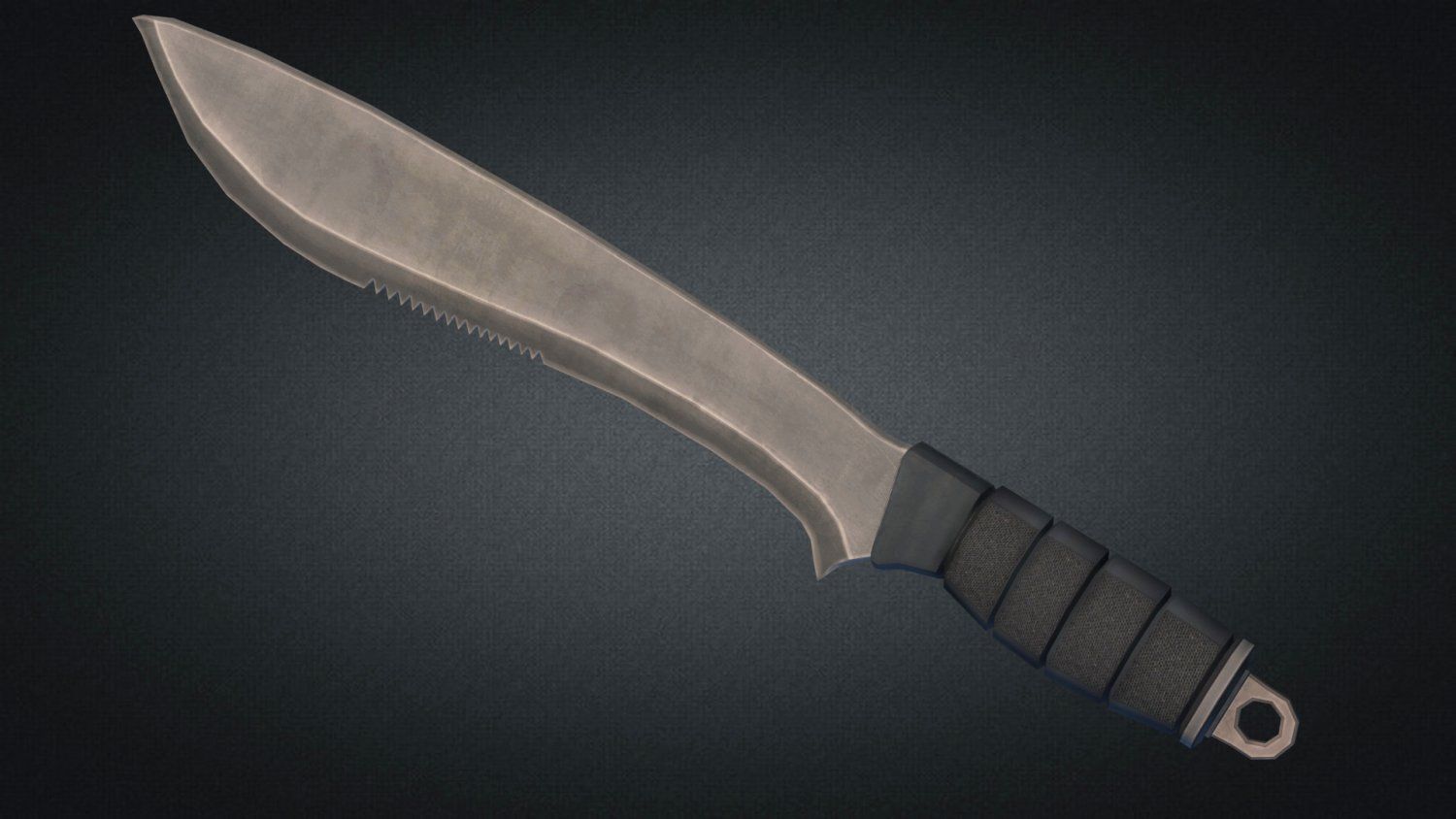 Machete knife Low-poly 3D model_1