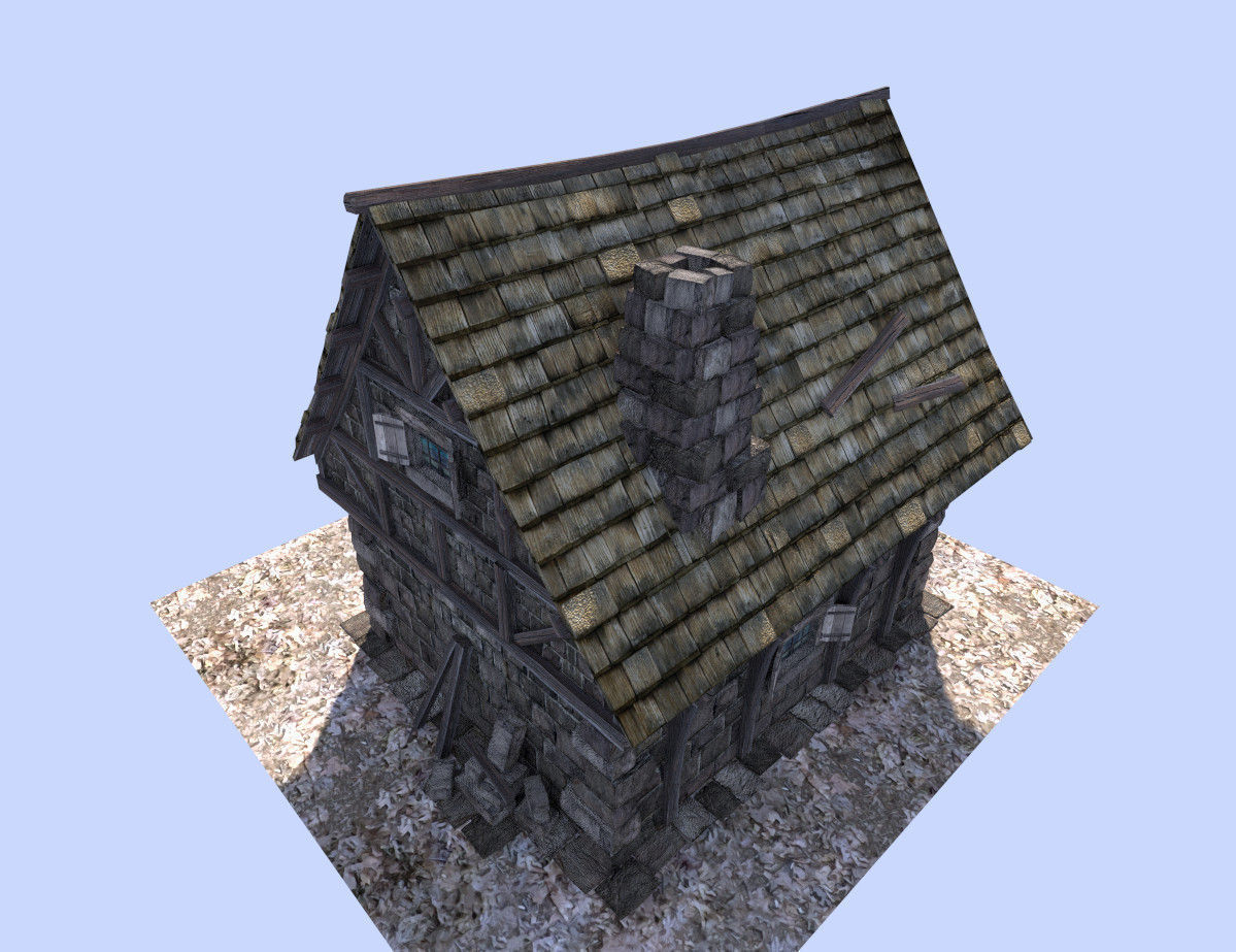 medieval style house Low-poly 3D model_7