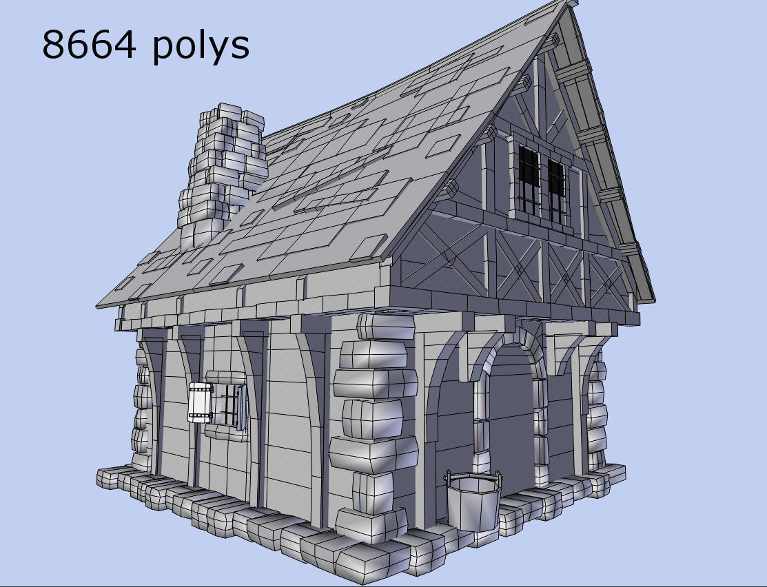 medieval style house Low-poly 3D model_12