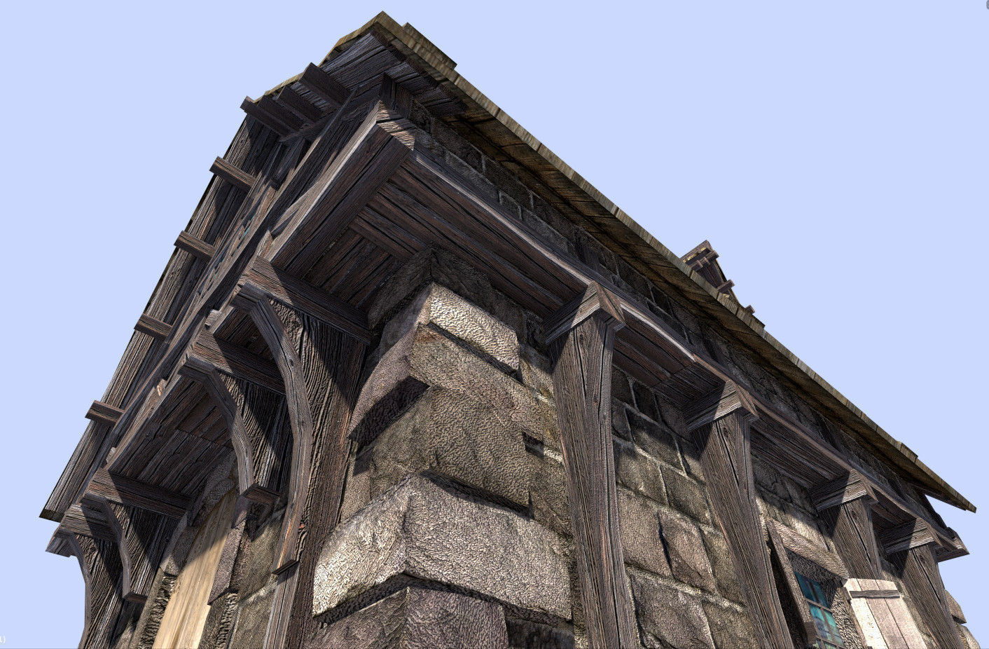 medieval style house Low-poly 3D model_11