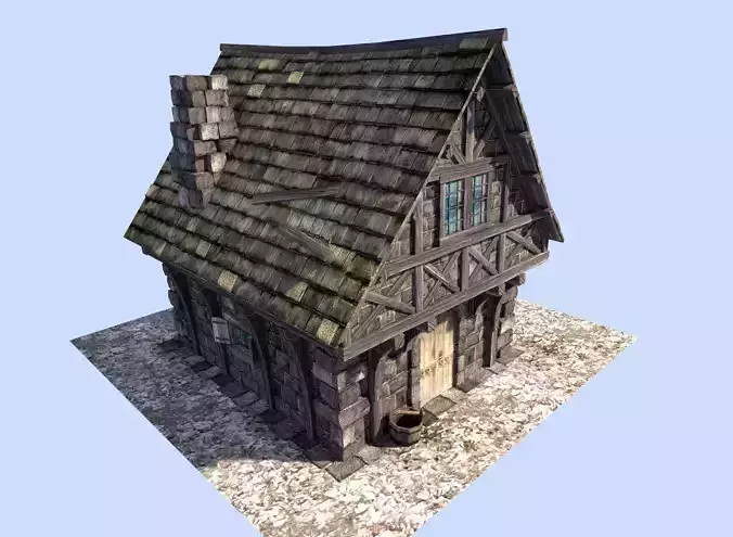 medieval style house Low-poly 3D model