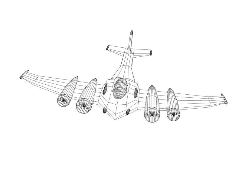 Silver futuristic airplane Low-poly 3D model_4