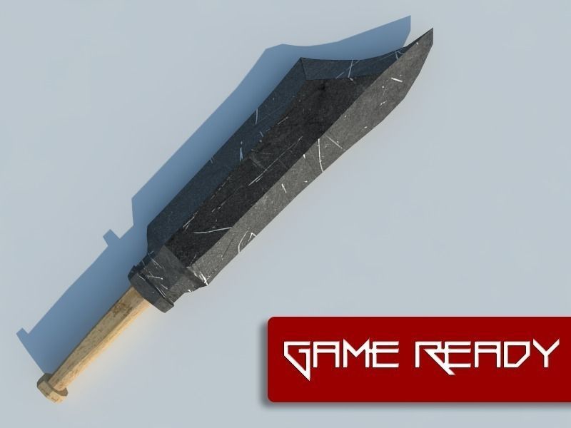 Fantasy Barbar Sword Low-poly 3D model_0