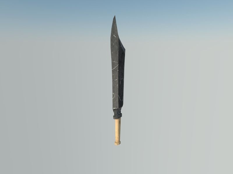 Fantasy Barbar Sword Low-poly 3D model_3