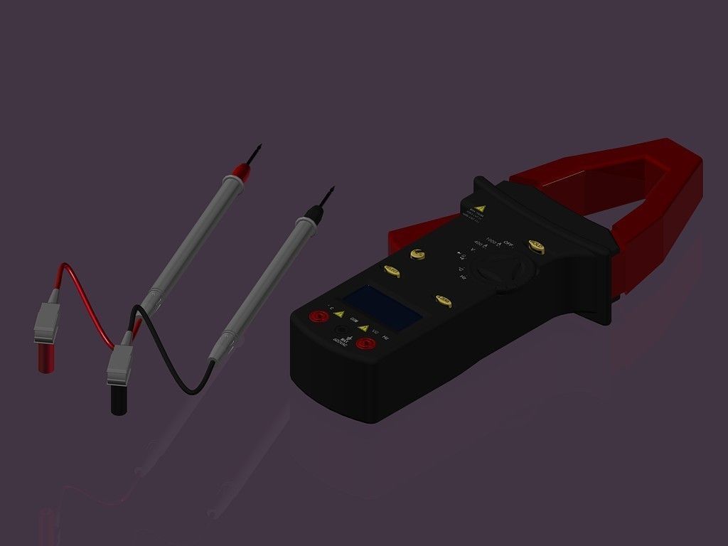 Electronic digital clamp meter 3D model_0