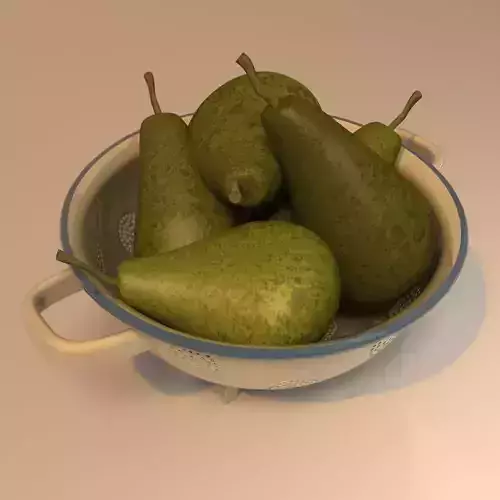colander with pears
