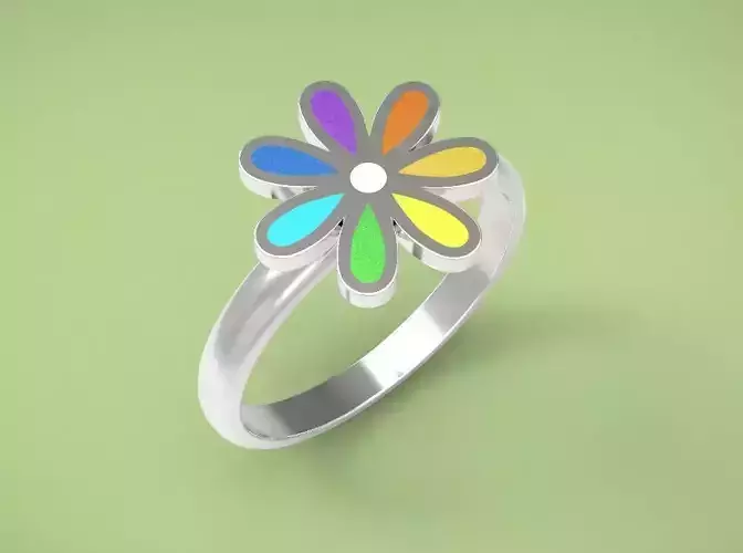 Ring rainbow flower 3D print model