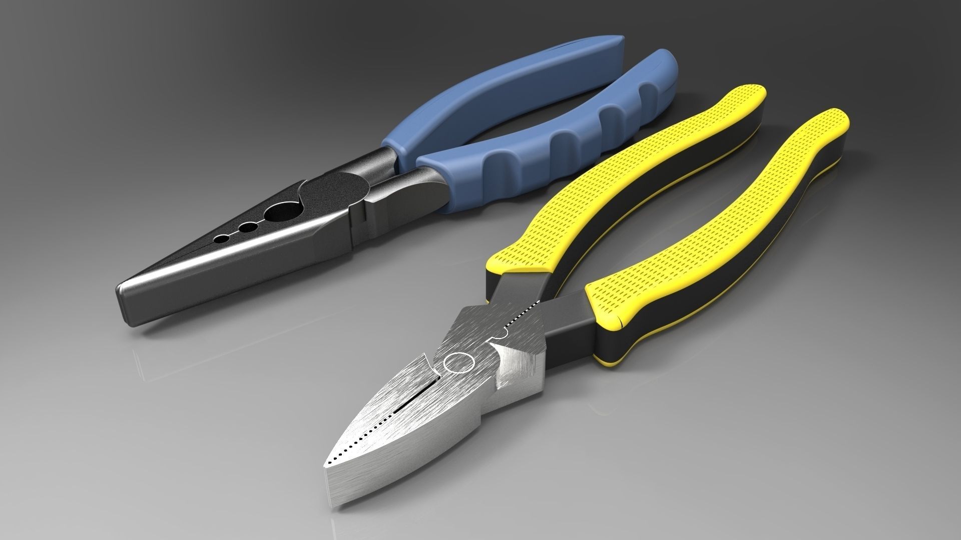 Pliers two pairs of Free 3D model_1