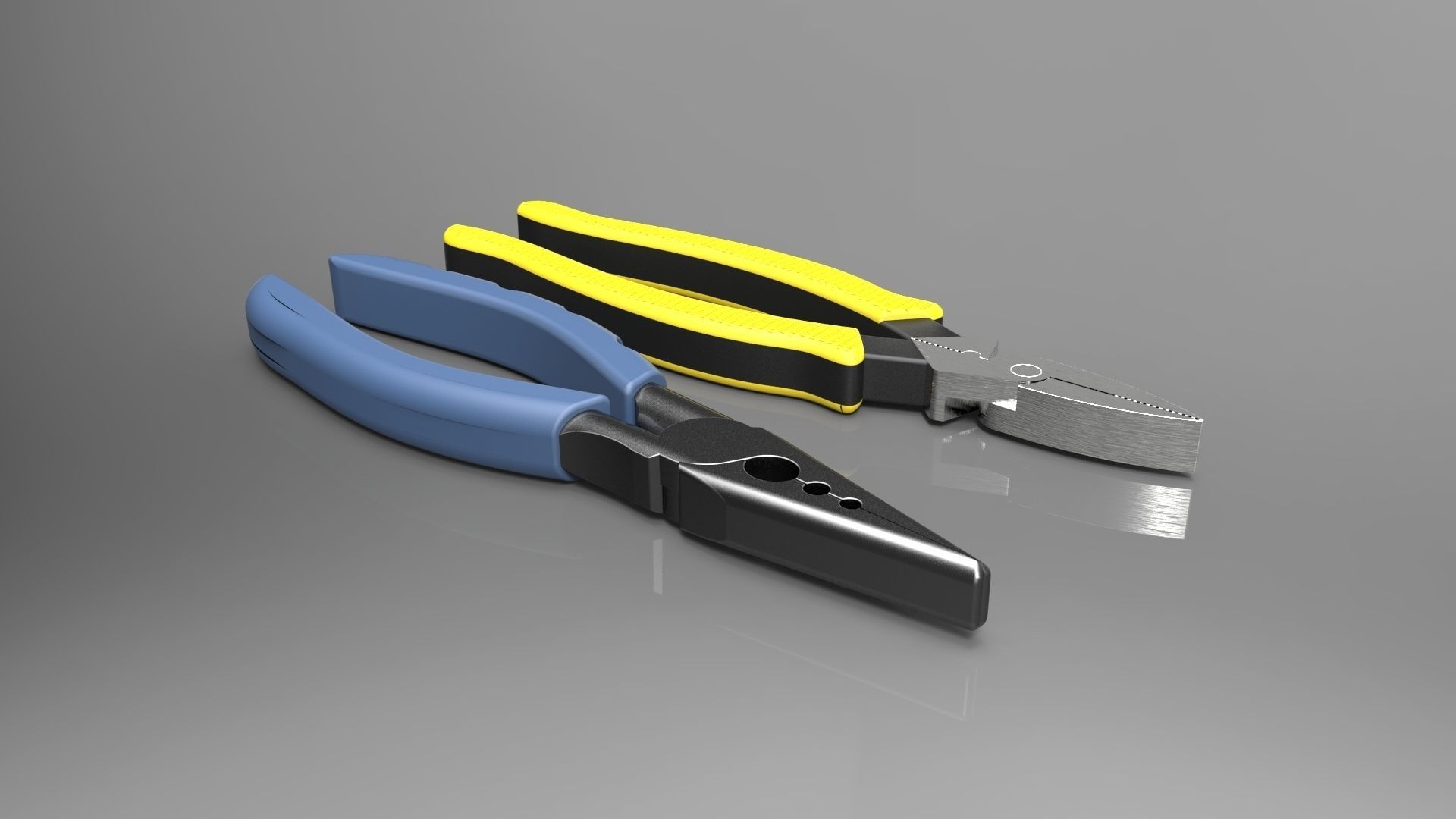 Pliers two pairs of Free 3D model_2