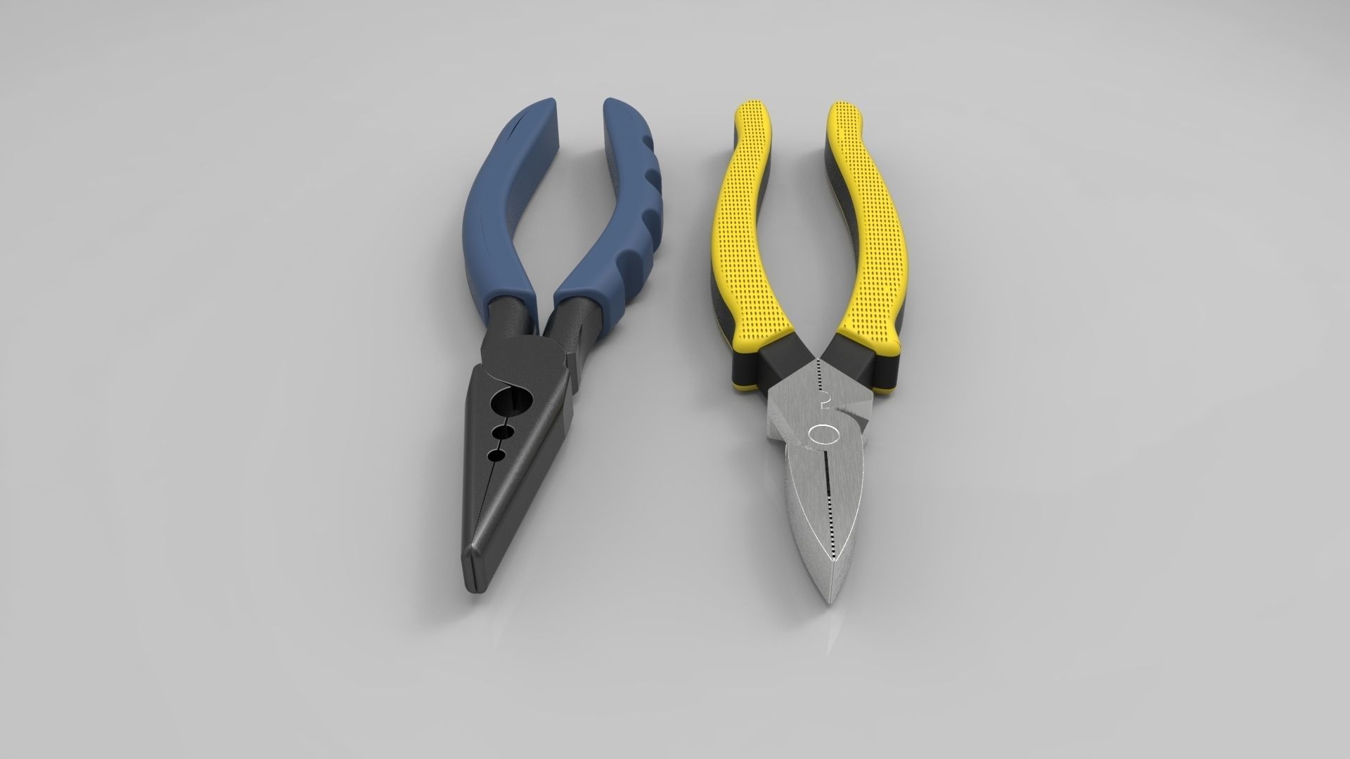 Pliers two pairs of Free 3D model_4