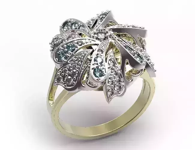 Ring with topaz and diamonds