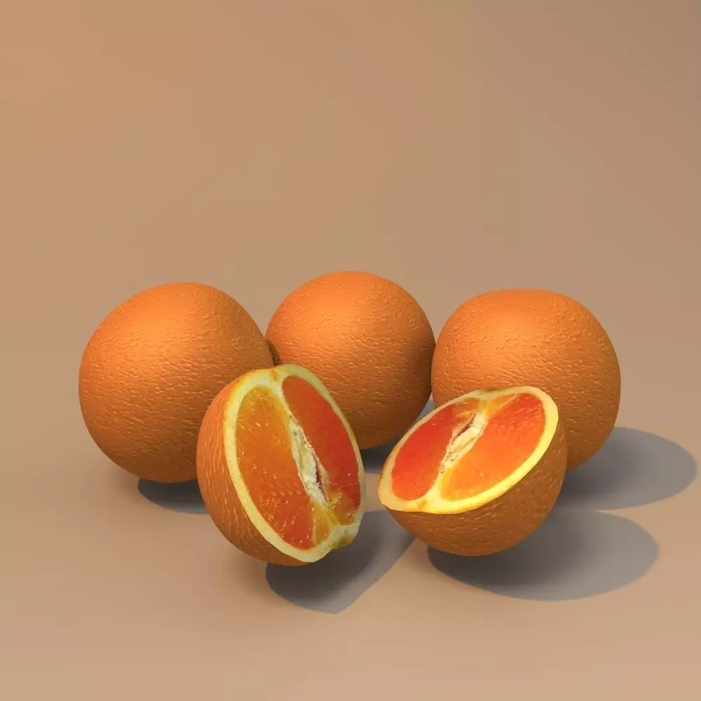 Orange oranges cut 3D model_0