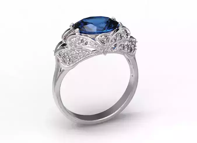 Ring sapphire and diamond
