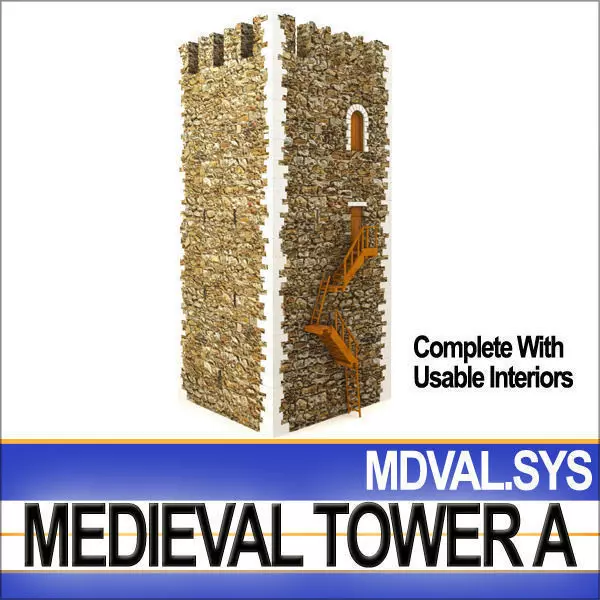 Medieval Tower A 3D model_0