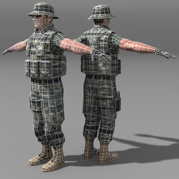 Modern Soldiers Us Soldier 2 and M4 Low-poly 3D model_16