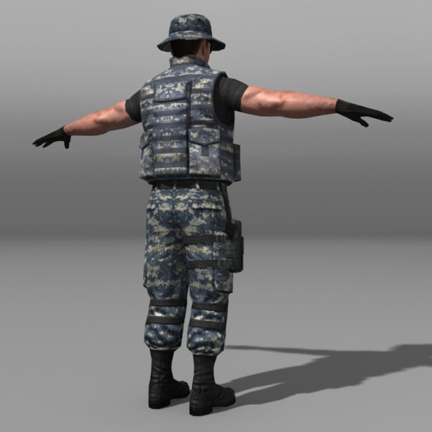 Modern Soldiers Us Soldier 2 and M4 Low-poly 3D model_13