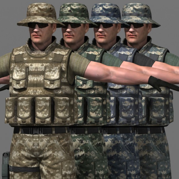 Modern Soldiers Us Soldier 2 and M4 Low-poly 3D model_11