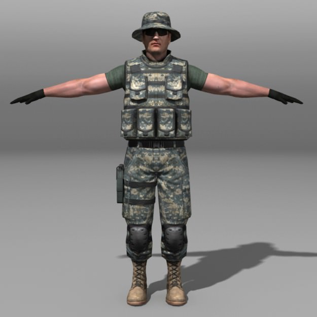 Modern Soldiers Us Soldier 2 and M4 Low-poly 3D model_14