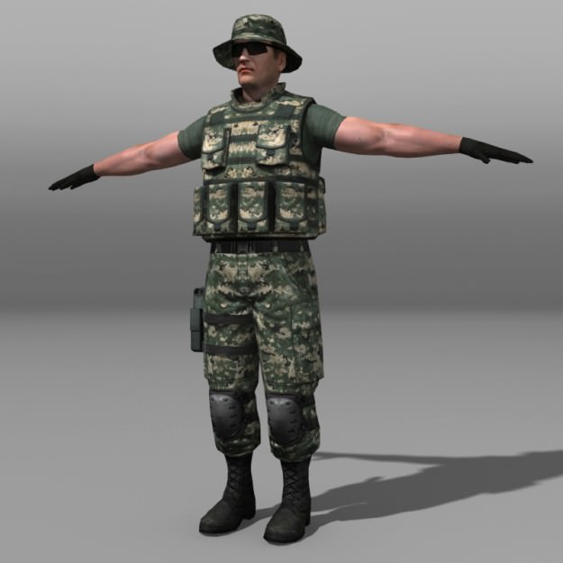 Modern Soldiers Us Soldier 2 and M4 Low-poly 3D model_12