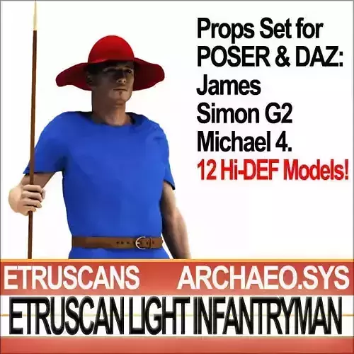 Etruscan Light Infantryman Props Poser Daz 3D model
