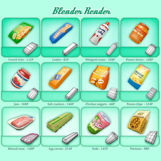 Supermarket Gluttony Pack Low-poly 3D model_4
