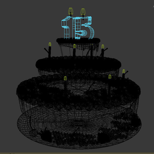 Birthday cake 3D model_3
