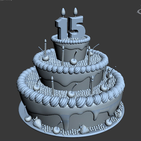Birthday cake 3D model_4