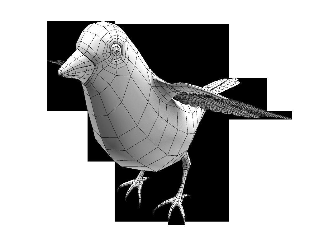 Bunting Bird Low-poly 3D model_1