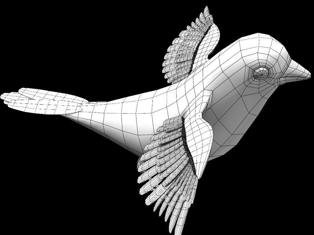 Bunting Bird Low-poly 3D model_12