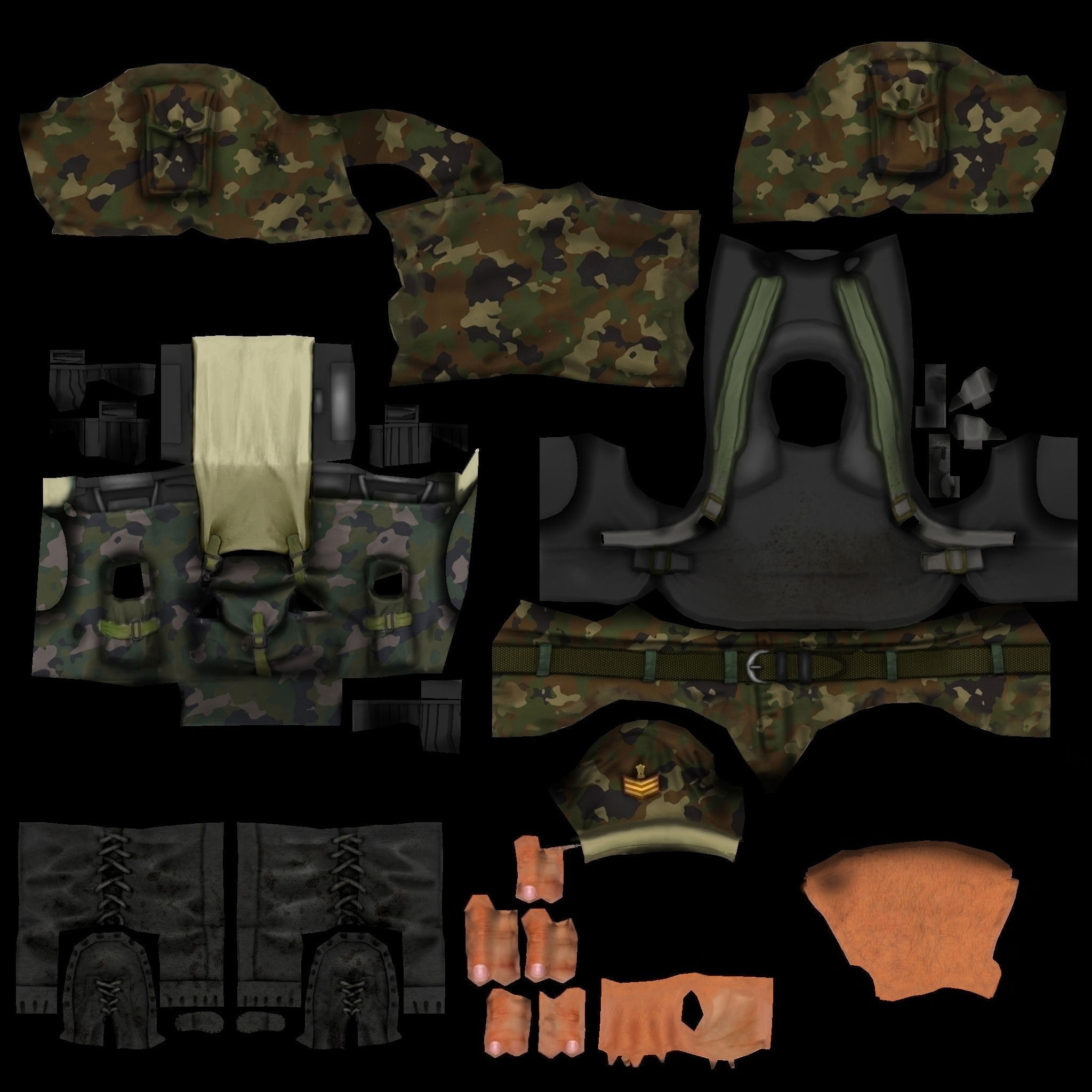 Soldier leather steering wheel cover Low-poly 3D model_16