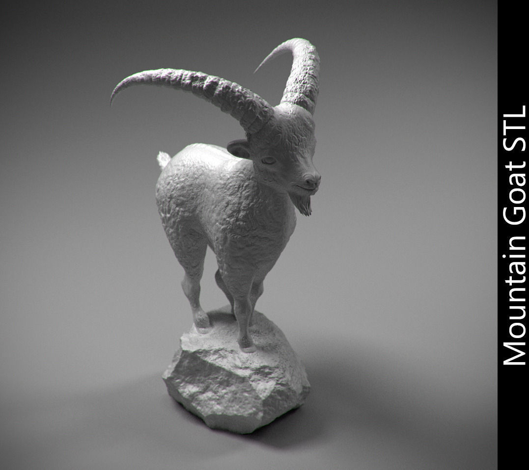 Mountain goat on the stone stl 3D print model_1