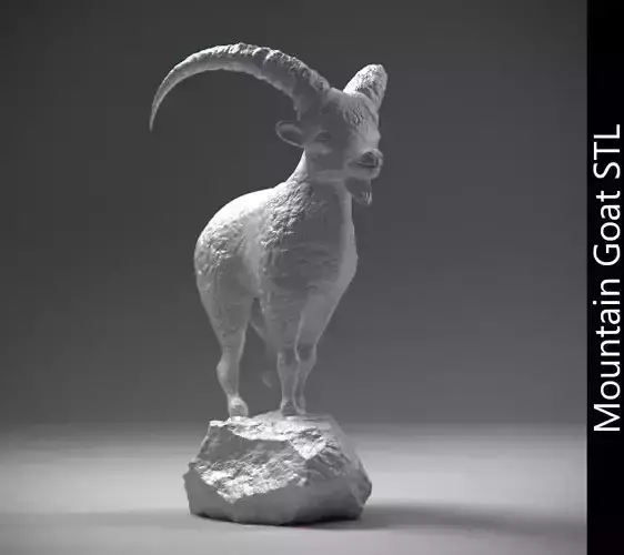 Mountain goat on the stone stl 3D print model
