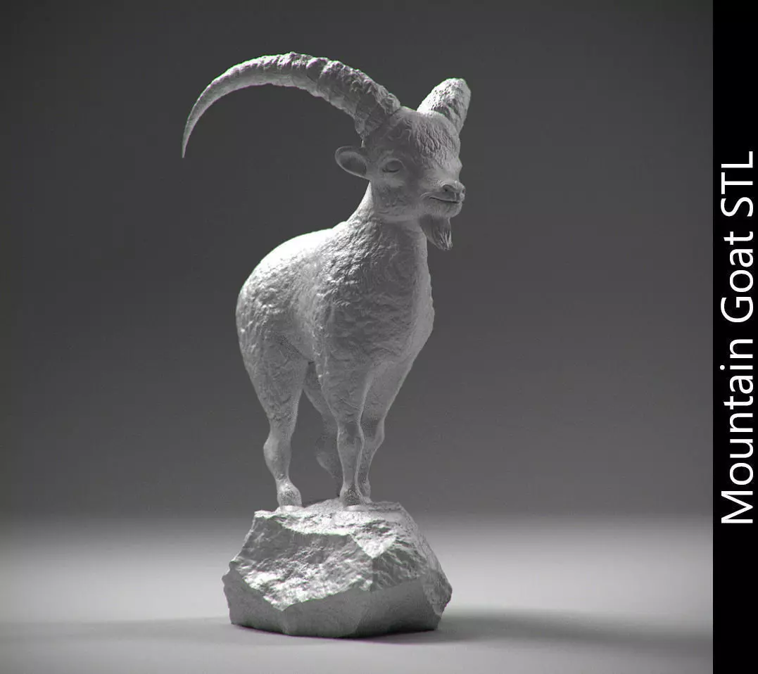 Mountain goat on the stone stl 3D print model_0