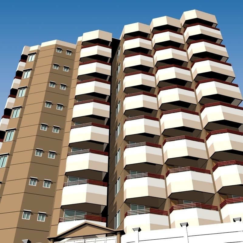 Apartment Building 3D model_2