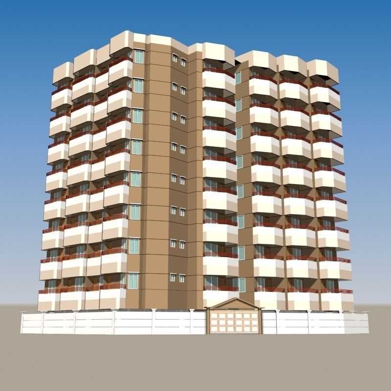 Apartment Building 3D model_1