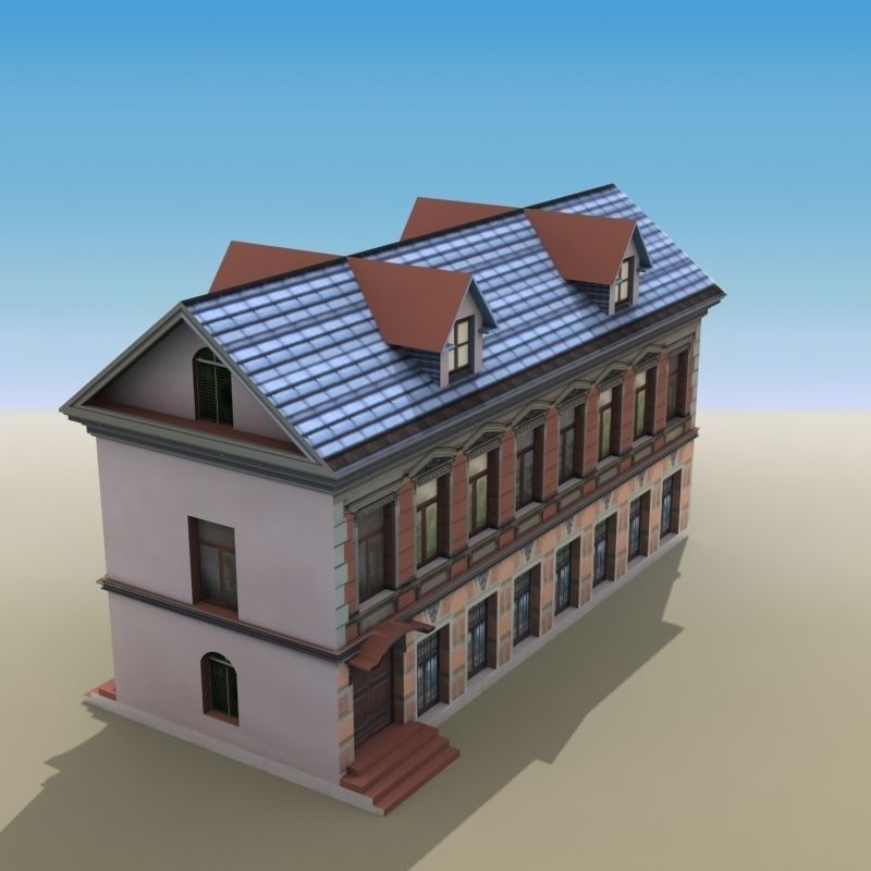 House Two-Story 01 Low-poly 3D model_1