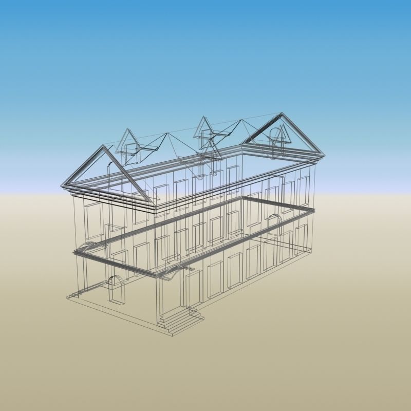 House Two-Story 01 Low-poly 3D model_6