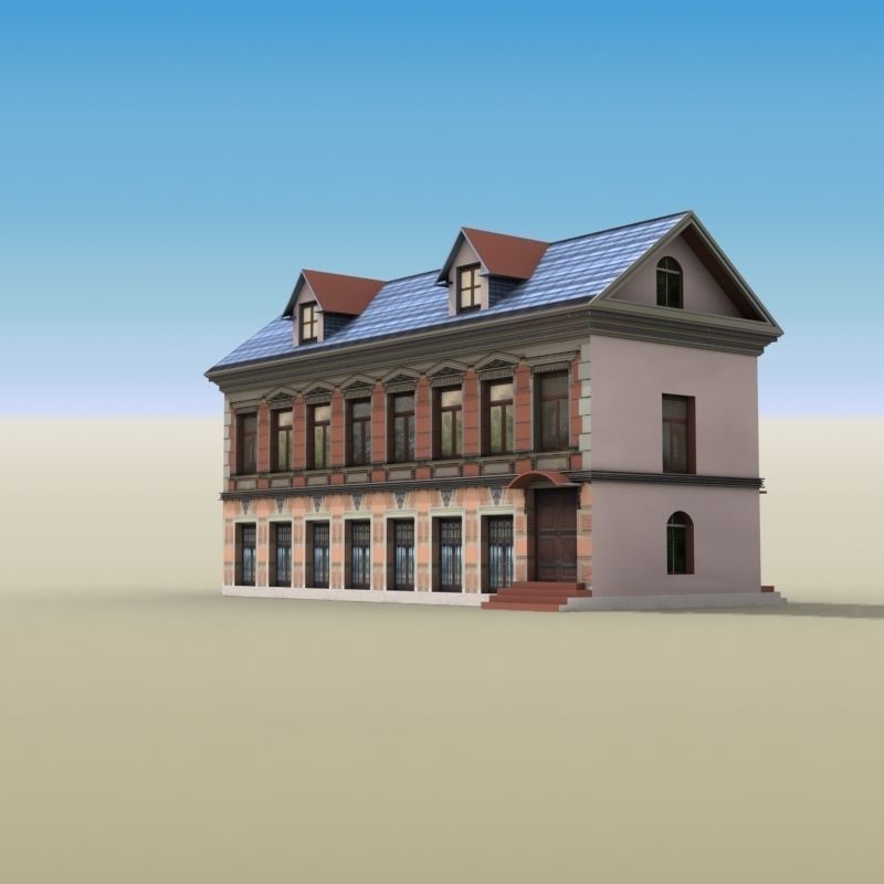 House Two-Story 01 Low-poly 3D model_3