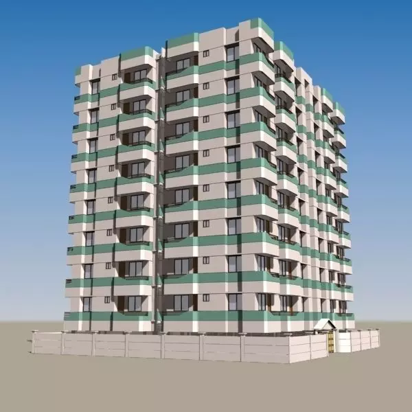 Apartment Building 3D model_0