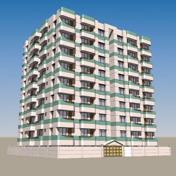 Apartment Building 3D model_3