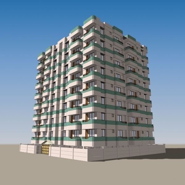 Apartment Building 3D model_1