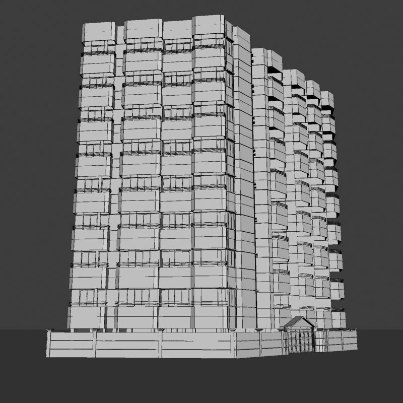 4 Apartment Buildings Pack 3D model_4