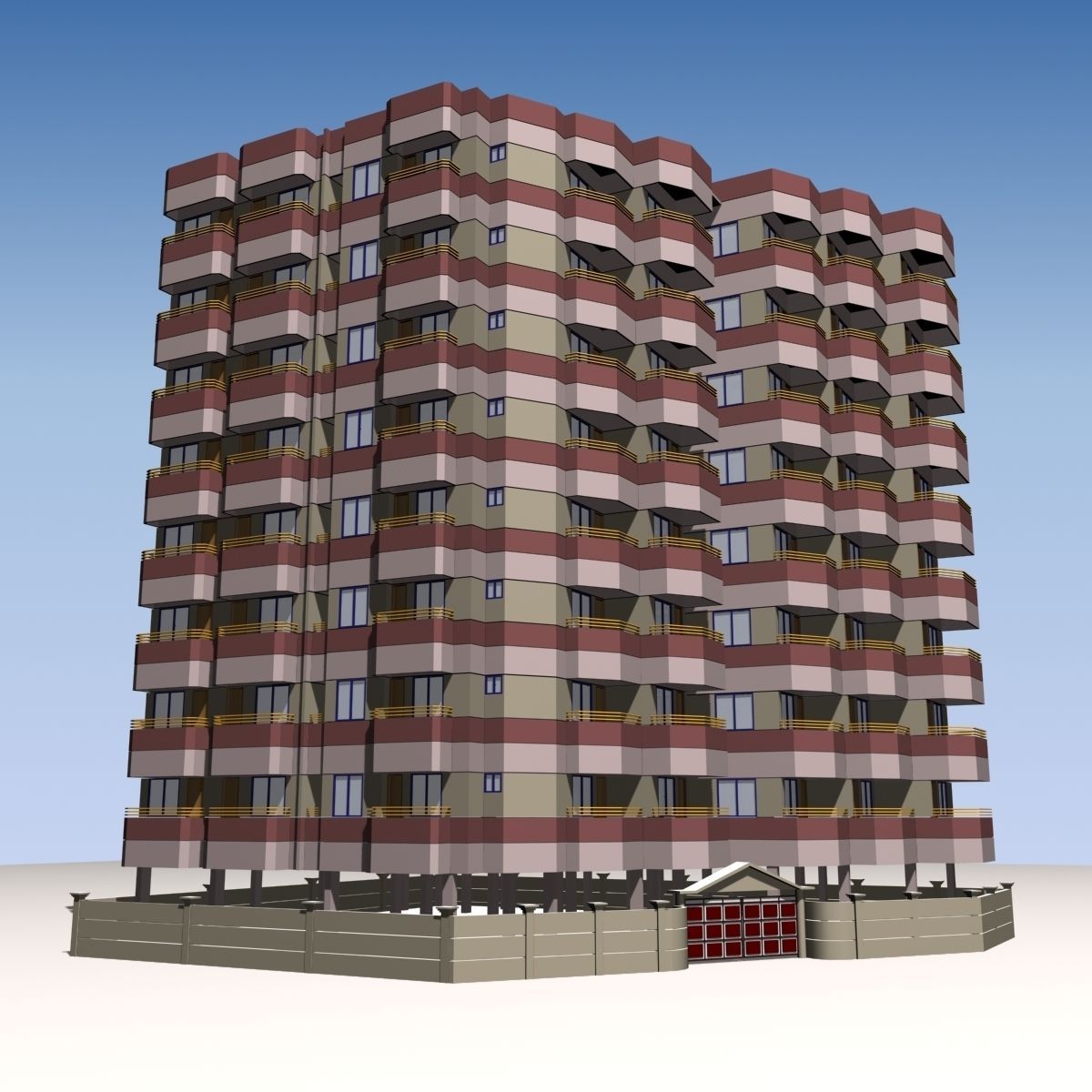 4 Apartment Buildings Pack 3D model_17