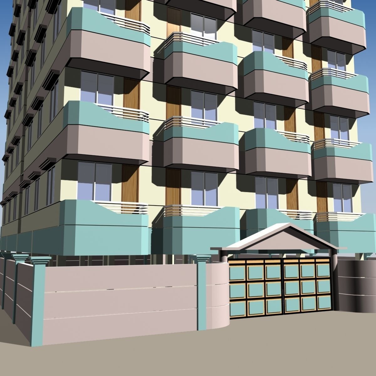 4 Apartment Buildings Pack 3D model_13
